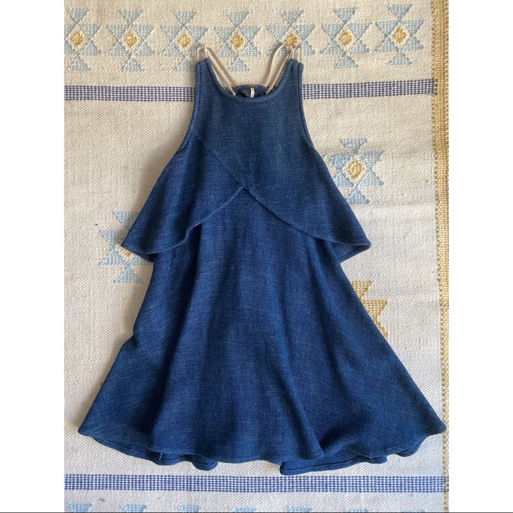 Free People Denim Colored Sleeveless Flutter Dress